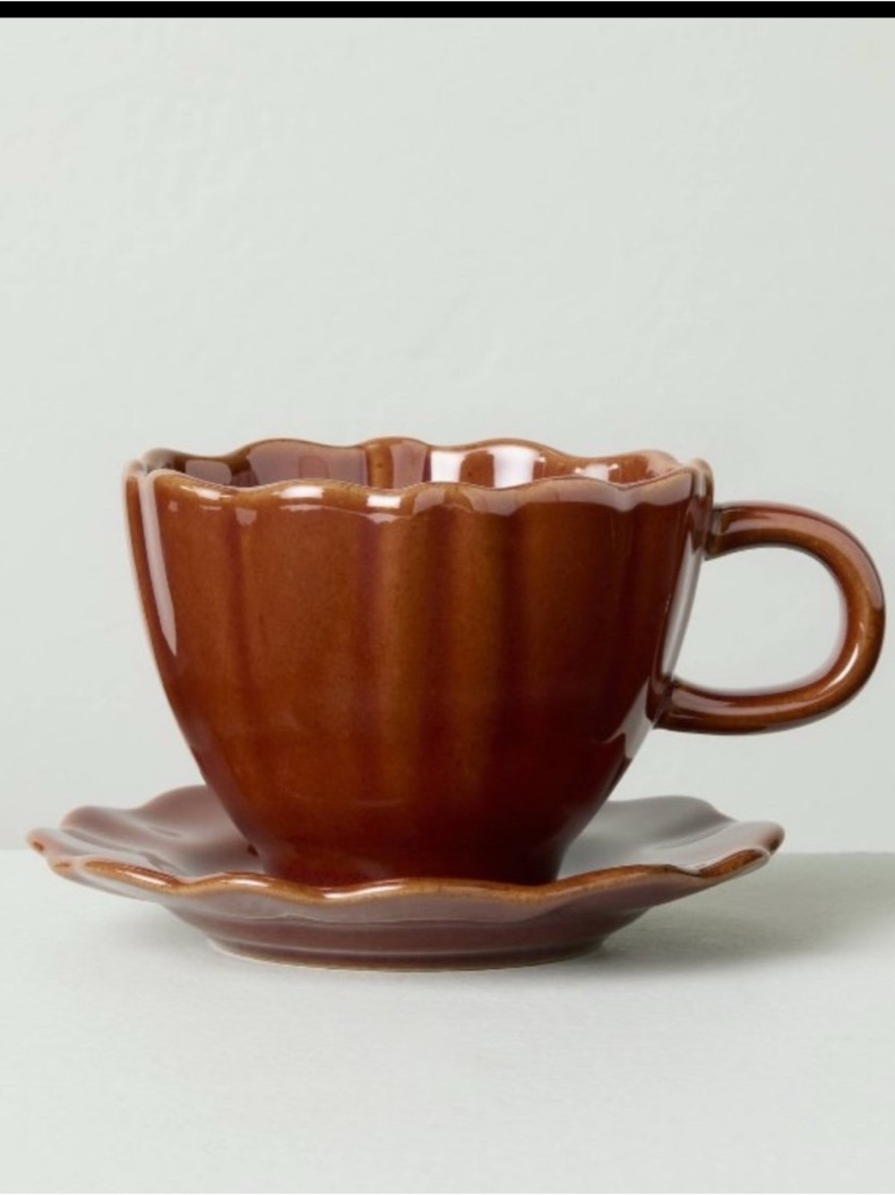 5oz Scalloped Stoneware Espresso Cup & Saucer Set Brown - Hearth & Hand
Magnolia